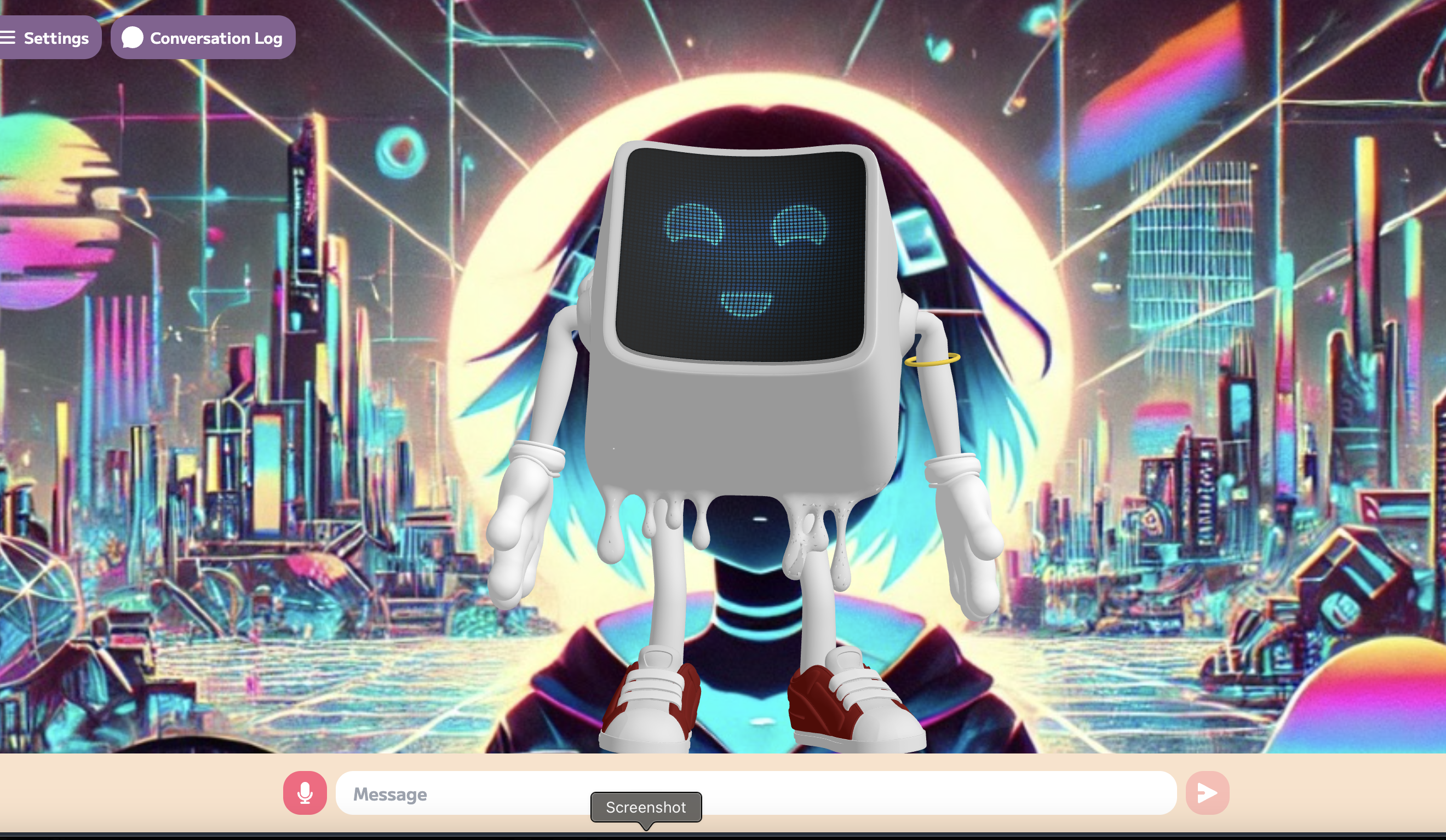 AI vTuber character in futuristic DeFi trading environment